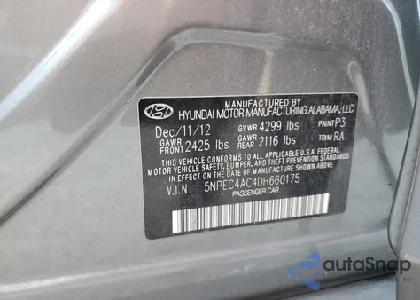 2013 Hyundai Sonata Se from USA, damaged, VIN 5NPEC4AC4DH660175